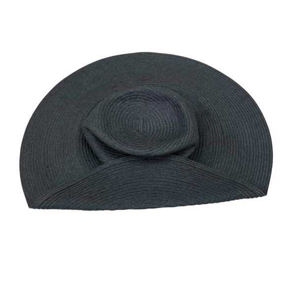 Vintage Lauren Ralph Lauren Floppy Wide Brim Black Straw Hat Sz. Medium
